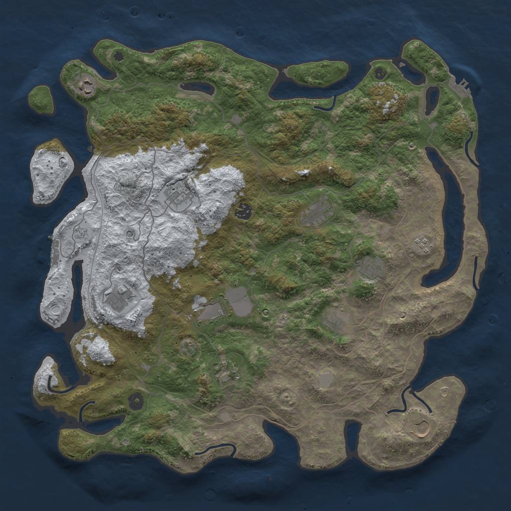 Rust Map: Procedural Map, Size: 4500, Seed: 3691483, 20 Monuments
