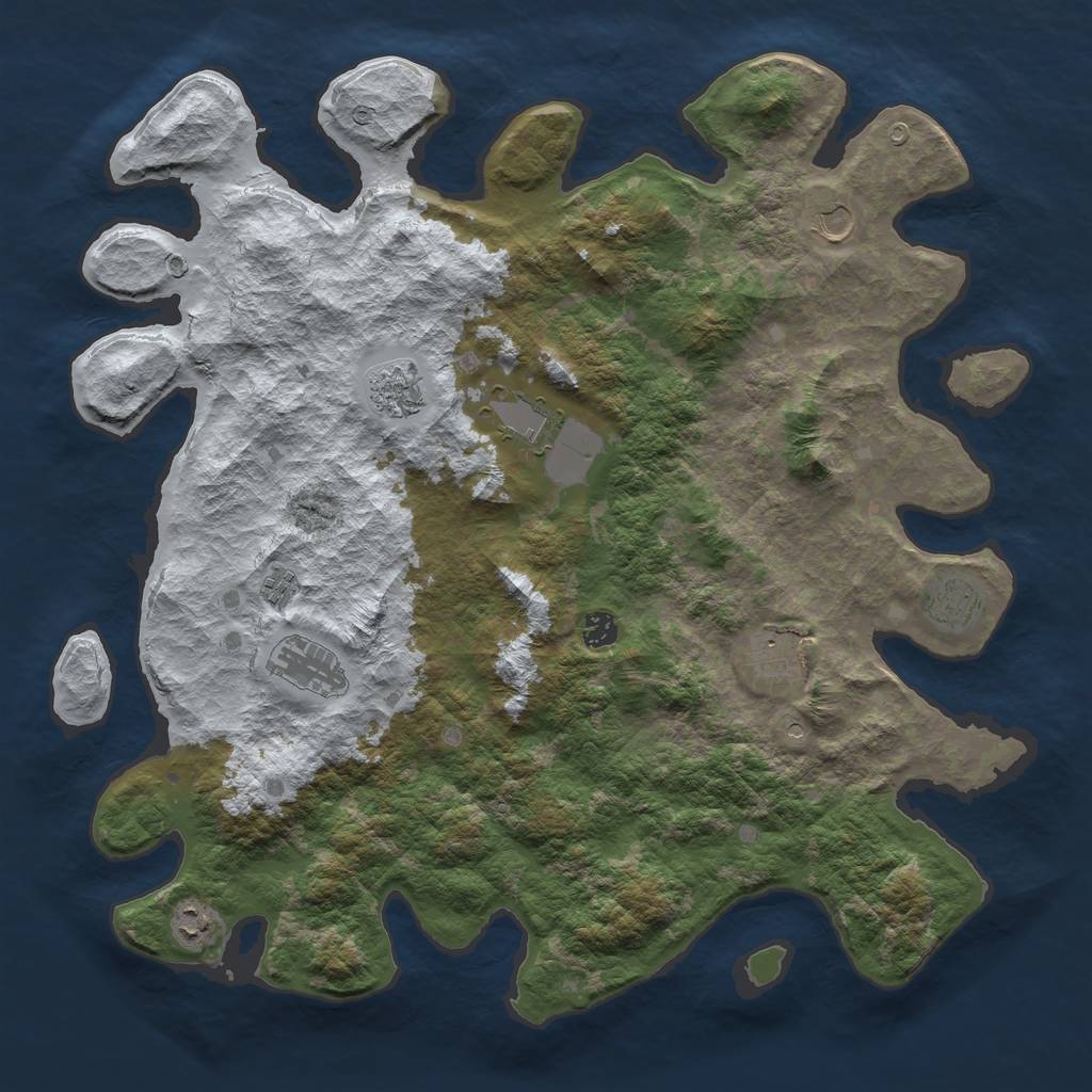Rust Map: Barren, Size: 4500, Seed: 2807215, 12 Monuments