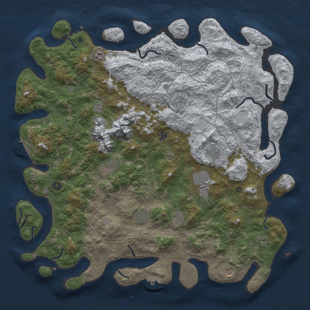 Rust Map: Procedural Map, Size: 5000, Seed: 129, 20 Monuments