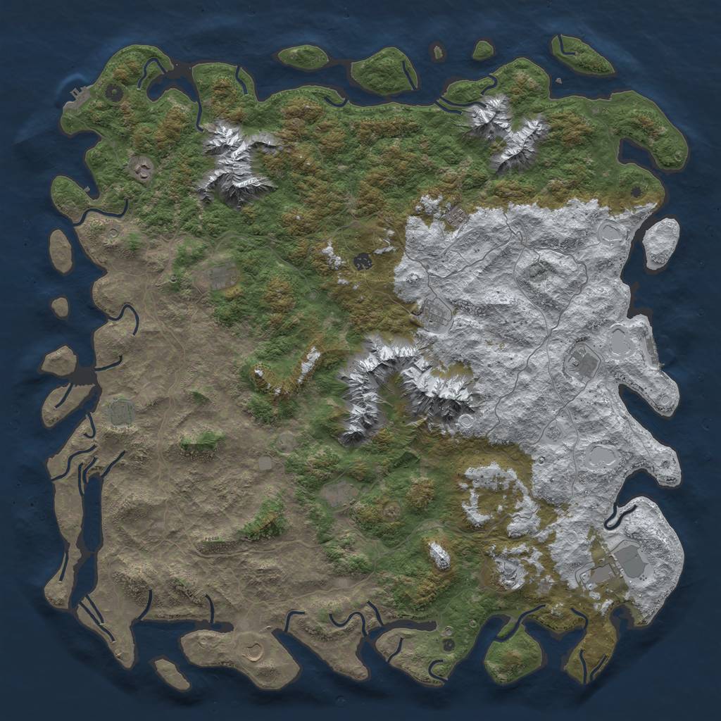 Rust Map: Procedural Map, Size: 6000, Seed: 882751, 20 Monuments