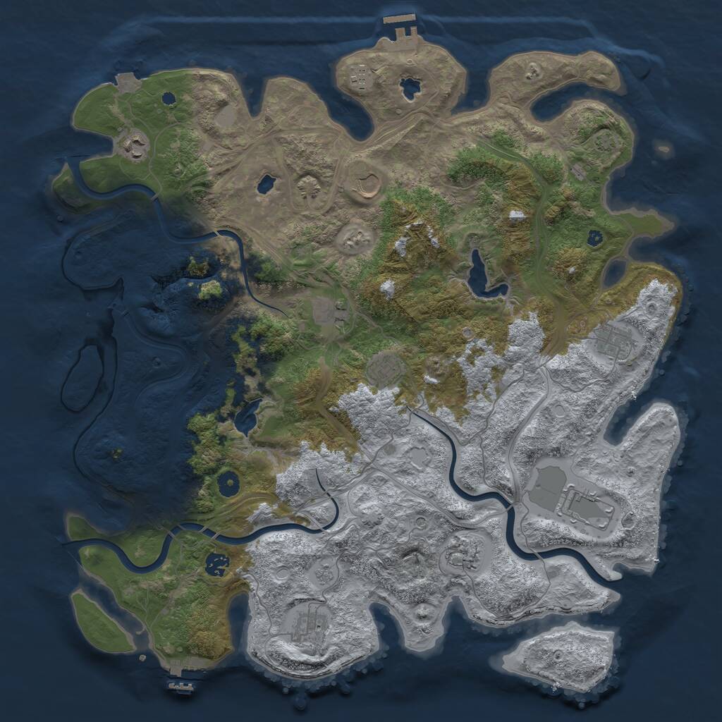 Rust Map: Procedural Map, Size: 4500, Seed: 27224, 16 Monuments