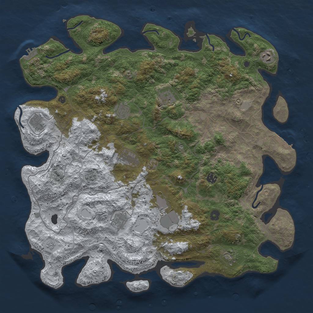 Rust Map: Procedural Map, Size: 4500, Seed: 5093806, 19 Monuments