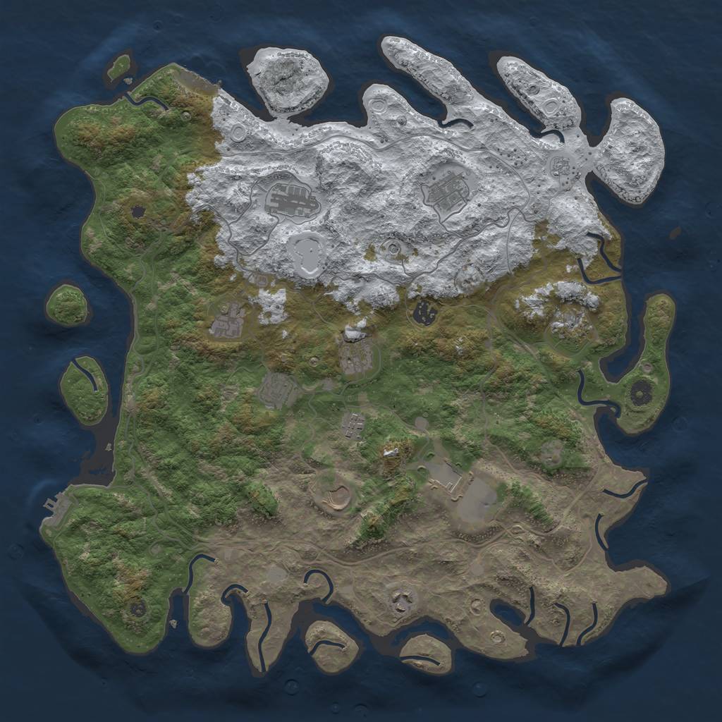 Rust Map: Procedural Map, Size: 4500, Seed: 4428671, 20 Monuments