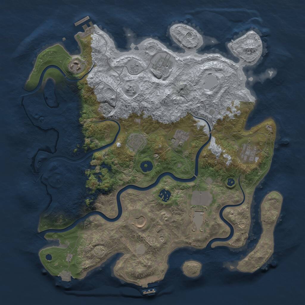 Rust Map: Procedural Map, Size: 3850, Seed: 516972993, 15 Monuments