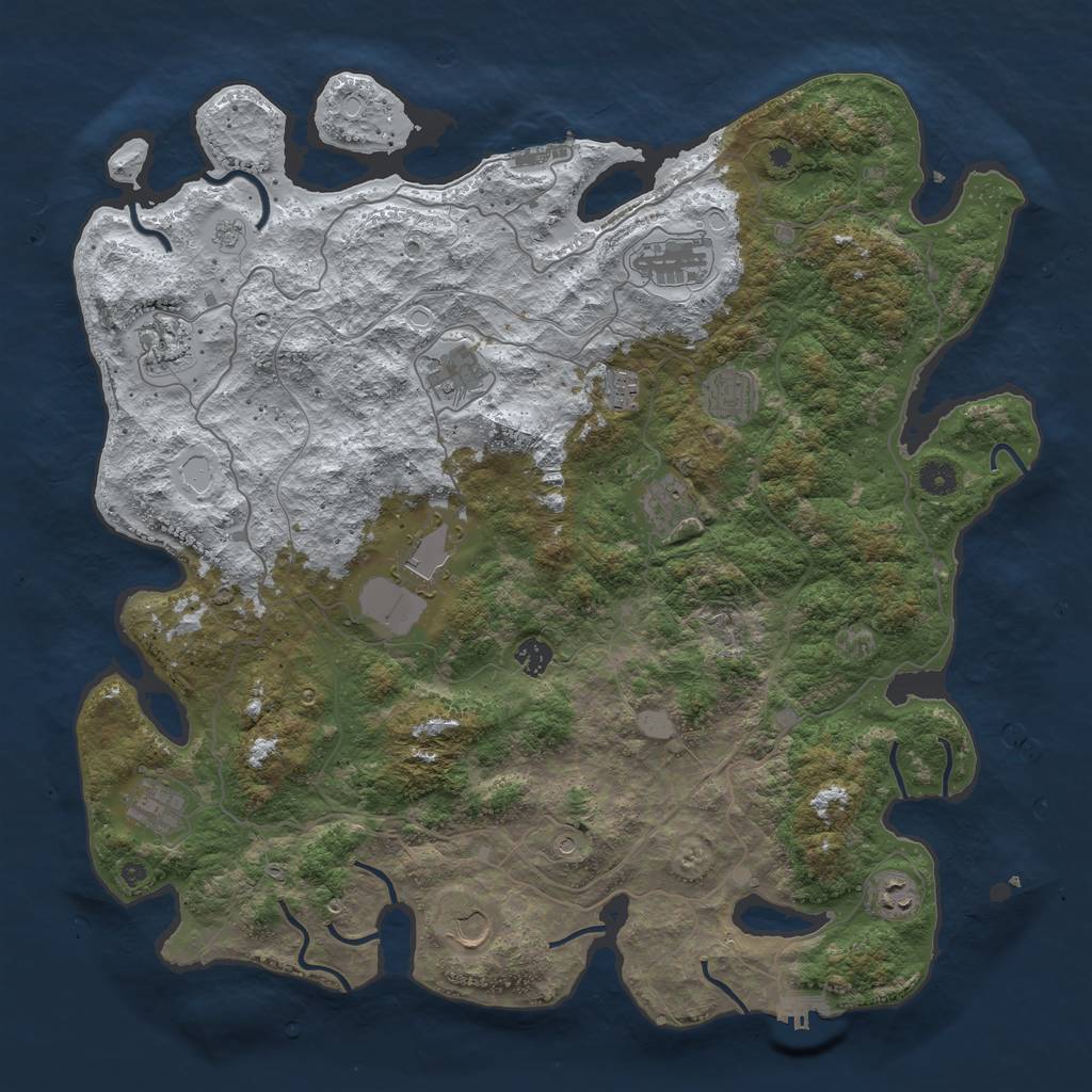 Rust Map: Procedural Map, Size: 4500, Seed: 621255, 20 Monuments