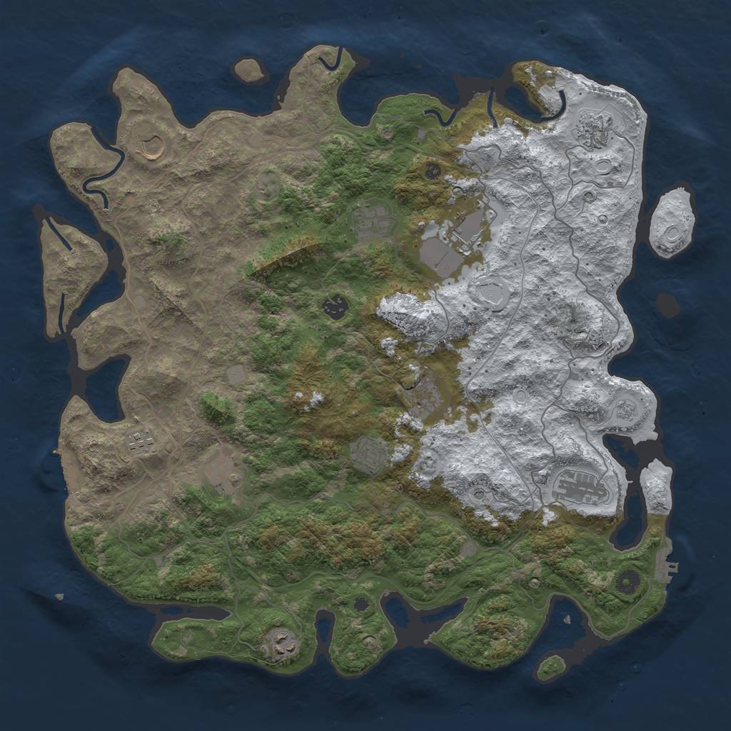 Rust Map: Procedural Map, Size: 4500, Seed: 2130478, 20 Monuments