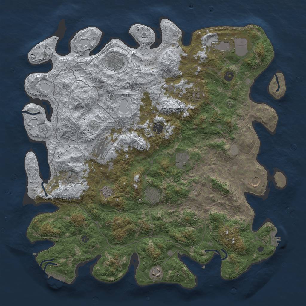 Rust Map: Procedural Map, Size: 4500, Seed: 3261521, 19 Monuments