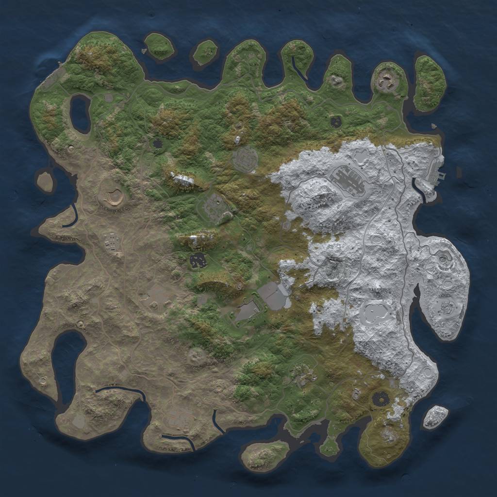 Rust Map: Procedural Map, Size: 4500, Seed: 3435993, 20 Monuments