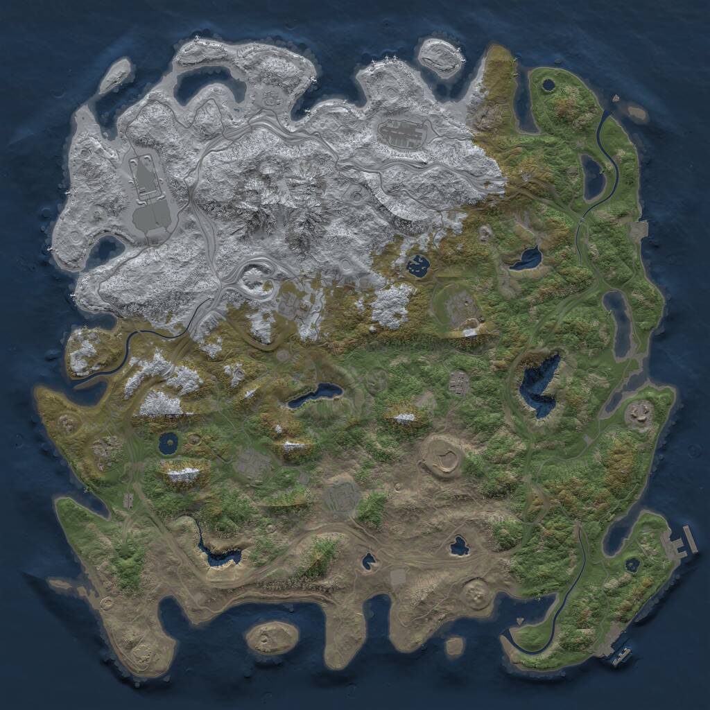 Rust Map: Procedural Map, Size: 5000, Seed: 38599, 17 Monuments