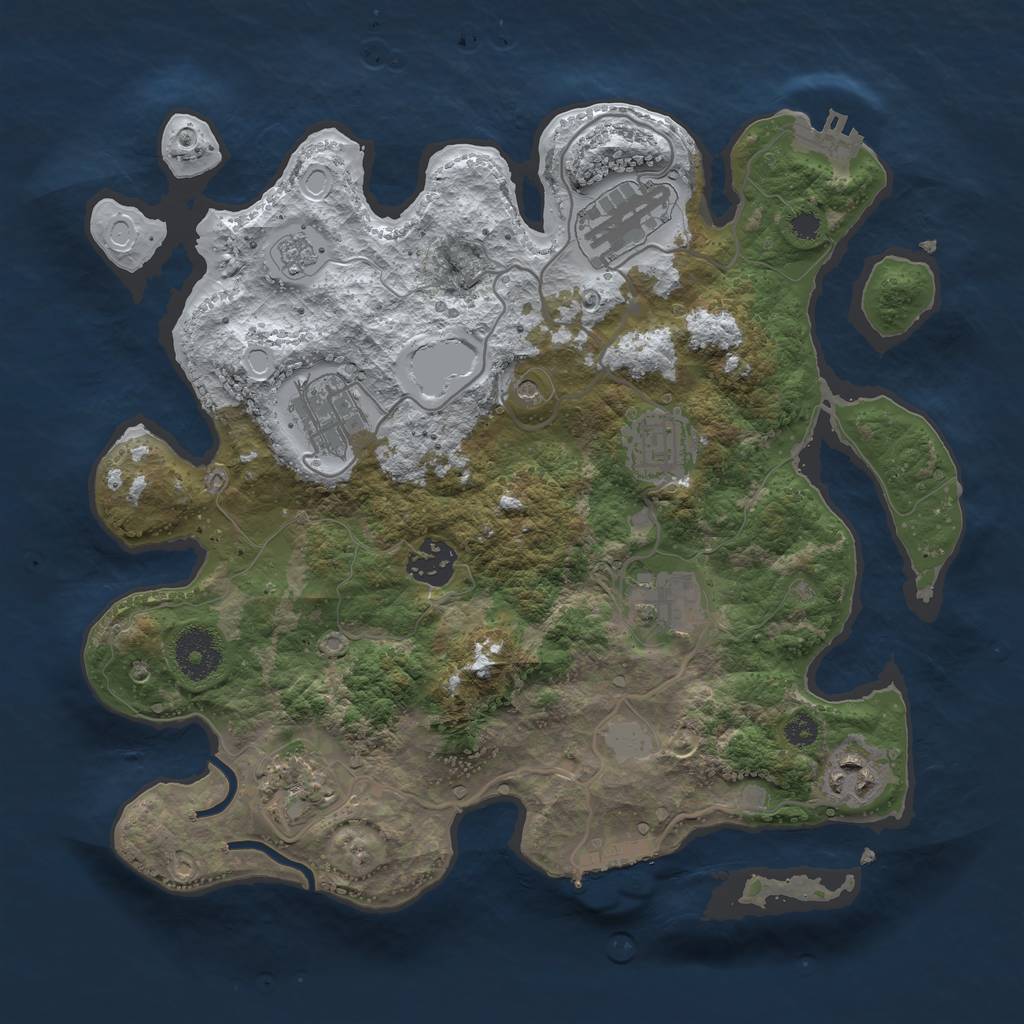 Rust Map: Procedural Map, Size: 3200, Seed: 648252, 16 Monuments