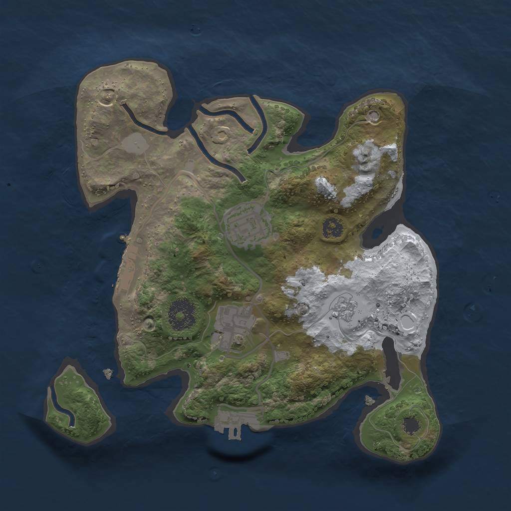 Rust Map: Procedural Map, Size: 2500, Seed: 1054306868, 10 Monuments