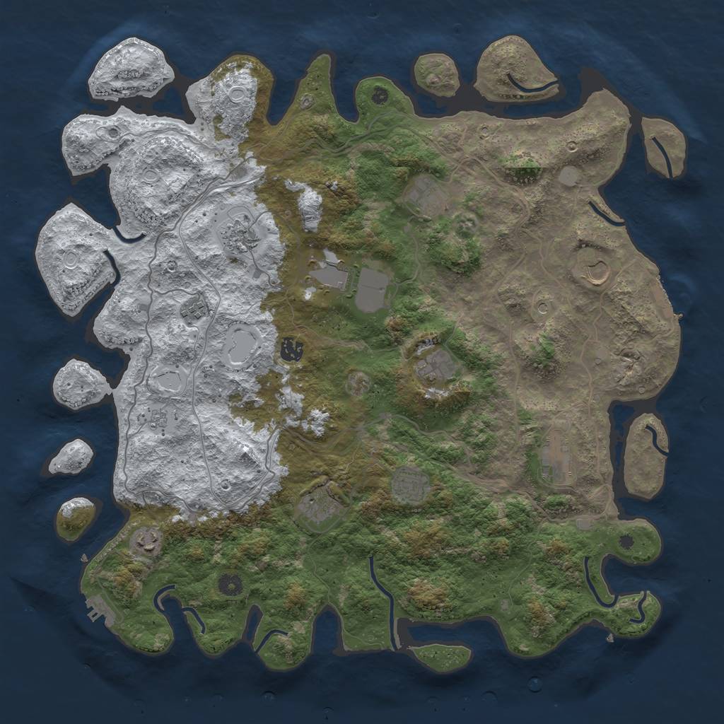 Rust Map: Procedural Map, Size: 4500, Seed: 329597, 20 Monuments