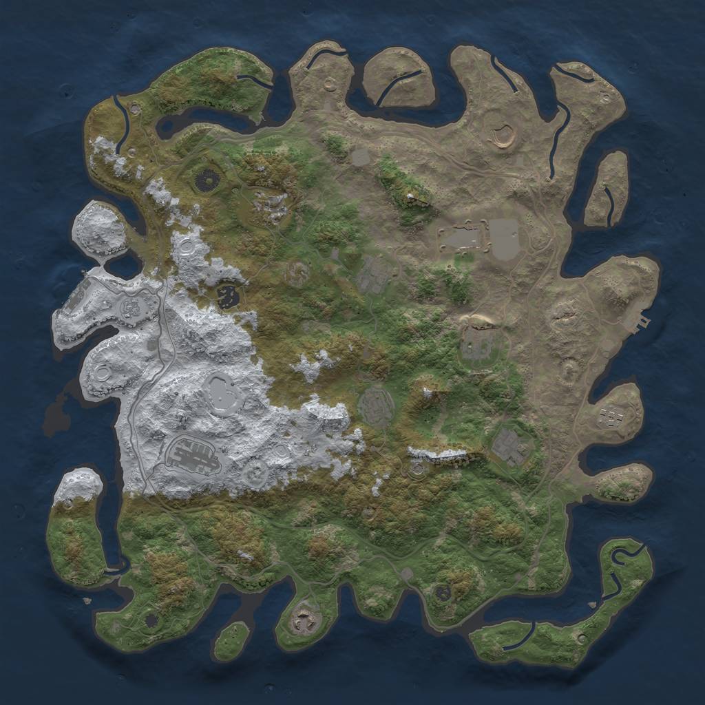 Rust Map: Procedural Map, Size: 4500, Seed: 2159381, 20 Monuments