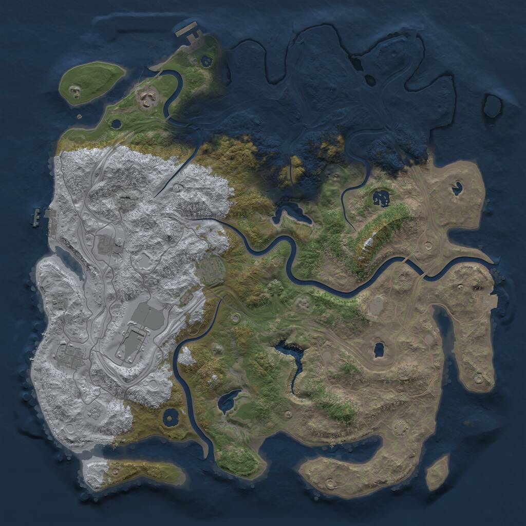 Rust Map: Procedural Map, Size: 4500, Seed: 5080657, 13 Monuments