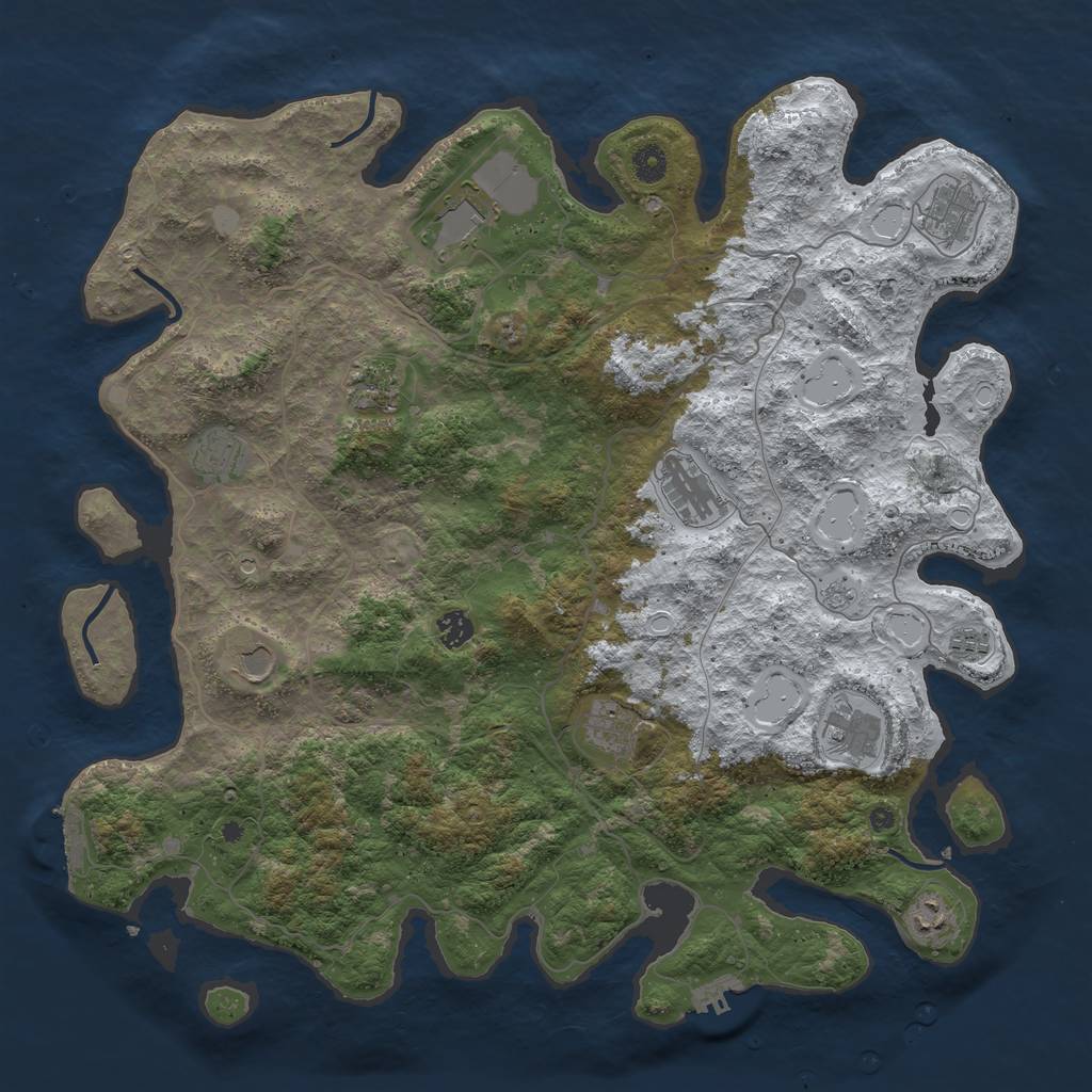 Rust Map: Procedural Map, Size: 4500, Seed: 5421046, 20 Monuments