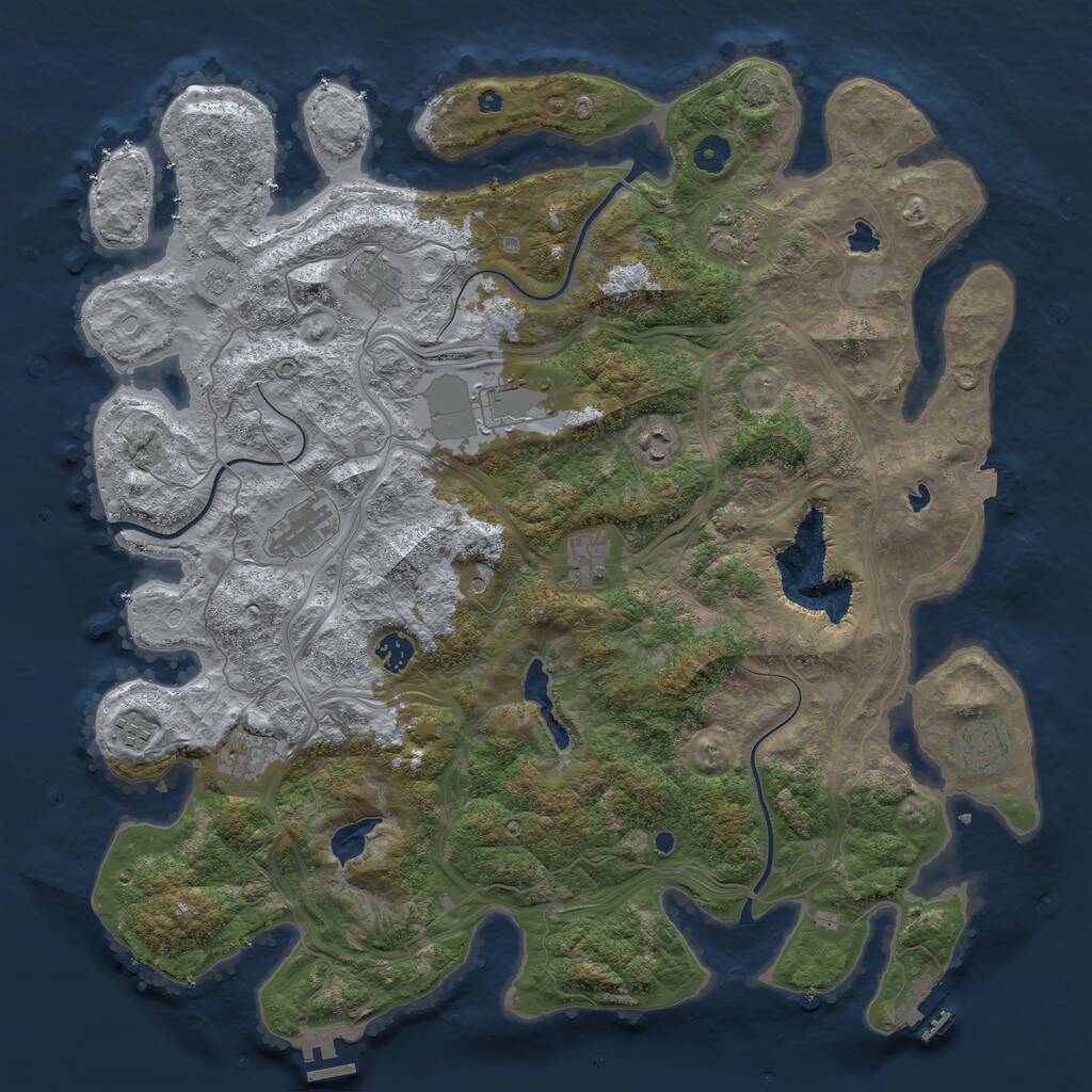 Rust Map: Procedural Map, Size: 4500, Seed: 5392969, 16 Monuments