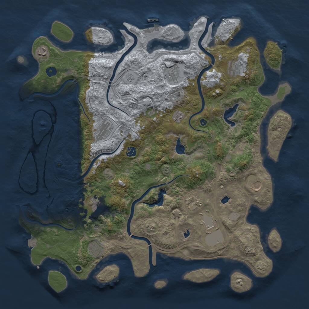 Rust Map: Procedural Map, Size: 4500, Seed: 370985, 16 Monuments