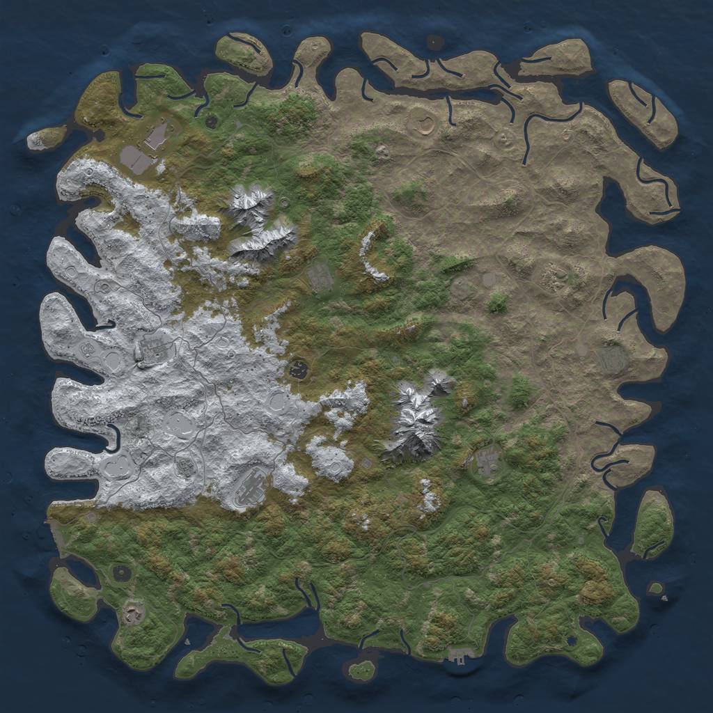 Rust Map: Procedural Map, Size: 6000, Seed: 270658, 20 Monuments
