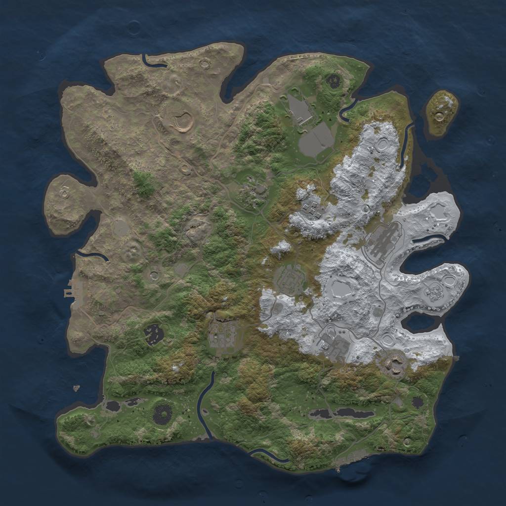 Rust Map: Procedural Map, Size: 3750, Seed: 1149997163, 19 Monuments