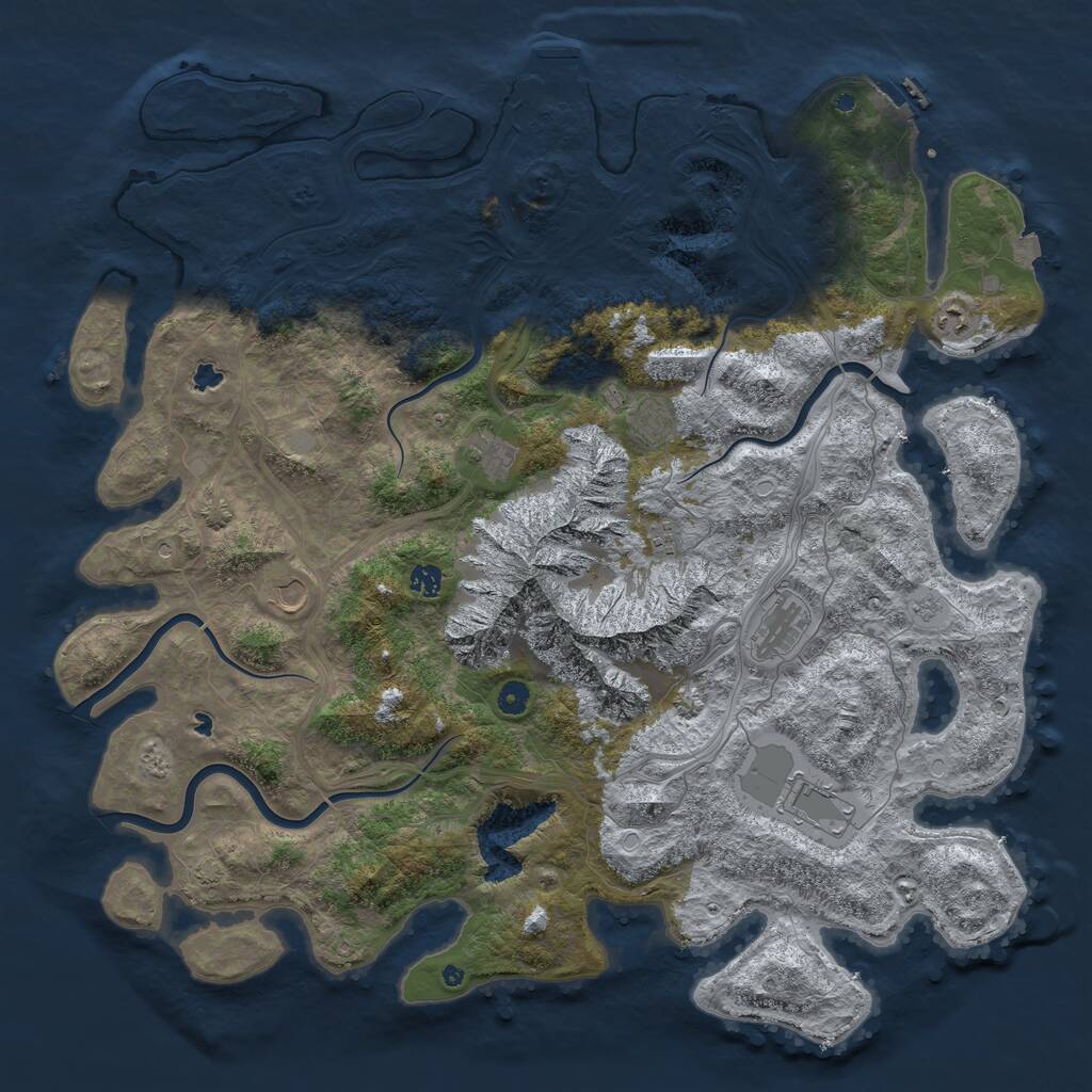 Rust Map: Procedural Map, Size: 5000, Seed: 20220407, 14 Monuments