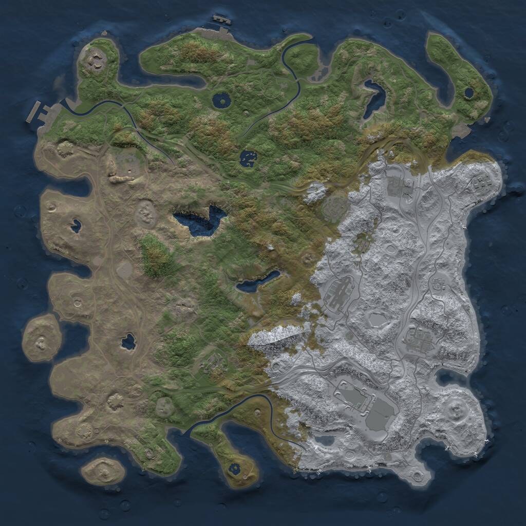 Rust Map: Procedural Map, Size: 4500, Seed: 243425, 16 Monuments