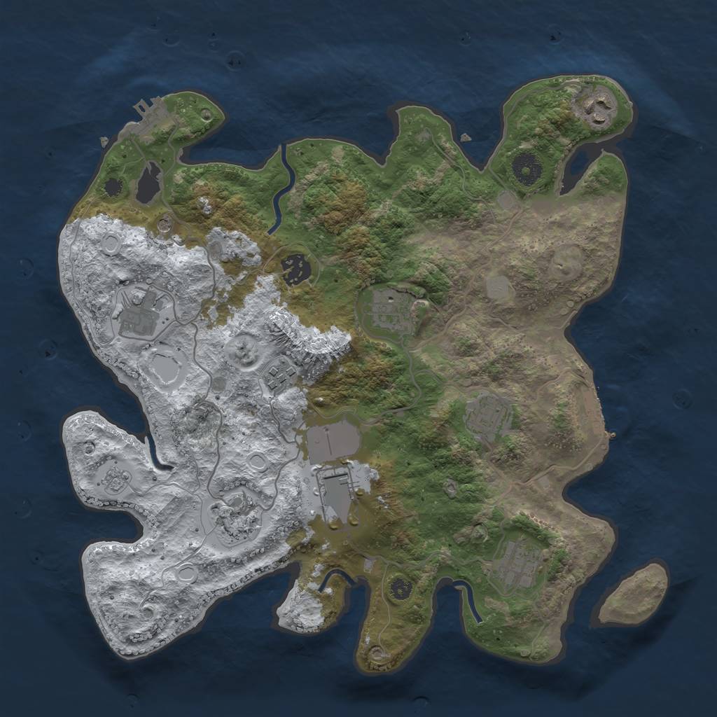 Rust Map: Procedural Map, Size: 3500, Seed: 648328456, 18 Monuments