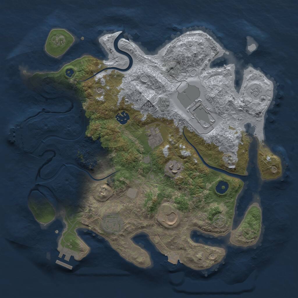 Rust Map: Procedural Map, Size: 3500, Seed: 65484328, 13 Monuments