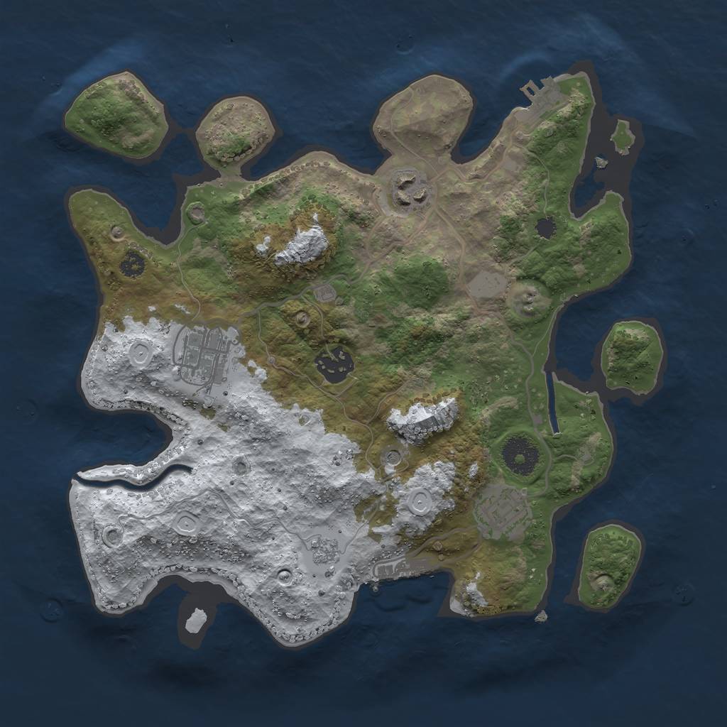Rust Map: Procedural Map, Size: 3000, Seed: 232428, 13 Monuments
