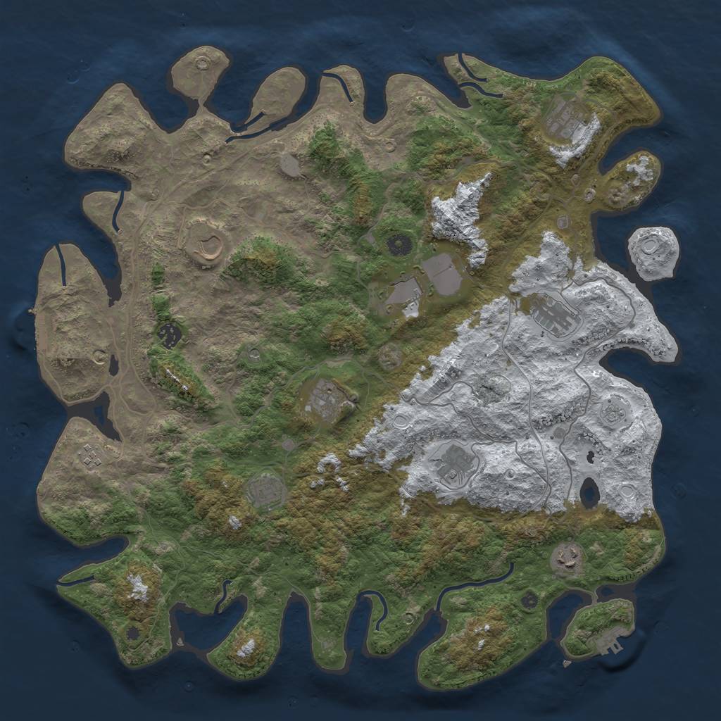 Rust Map: Procedural Map, Size: 4500, Seed: 2147483617, 19 Monuments