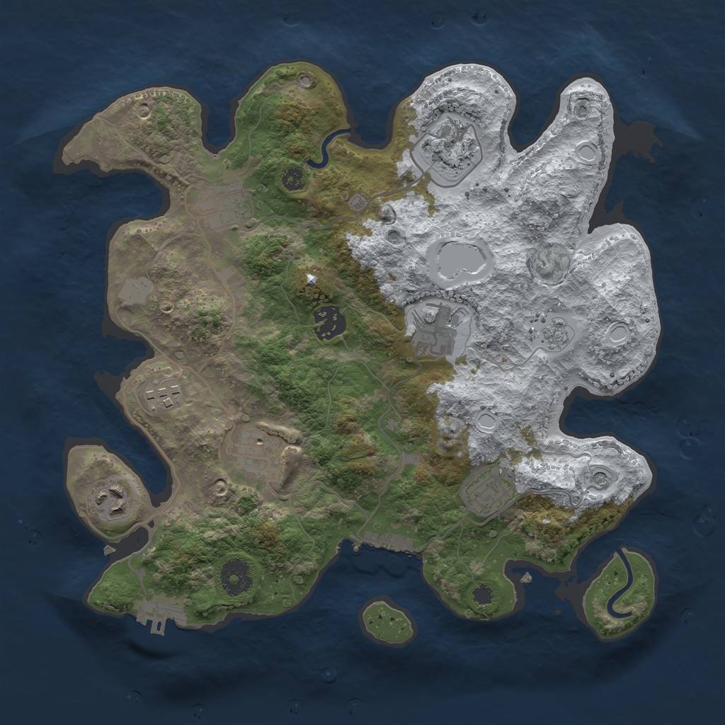 Rust Map: Procedural Map, Size: 3200, Seed: 250000, 17 Monuments