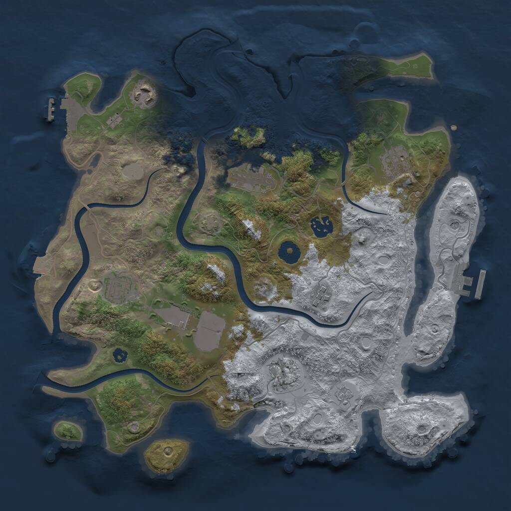Rust Map: Procedural Map, Size: 3500, Seed: 121244769, 14 Monuments