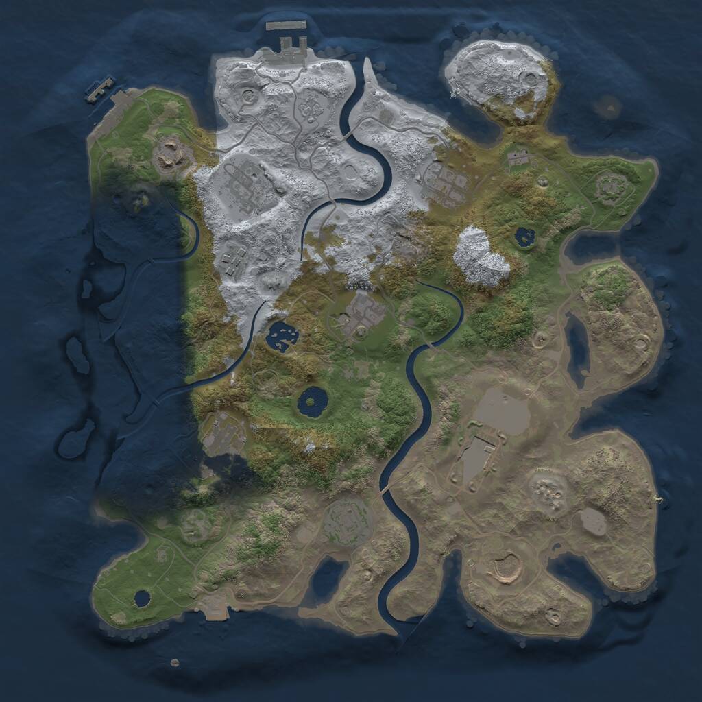 Rust Map: Procedural Map, Size: 3500, Seed: 1696974170, 16 Monuments