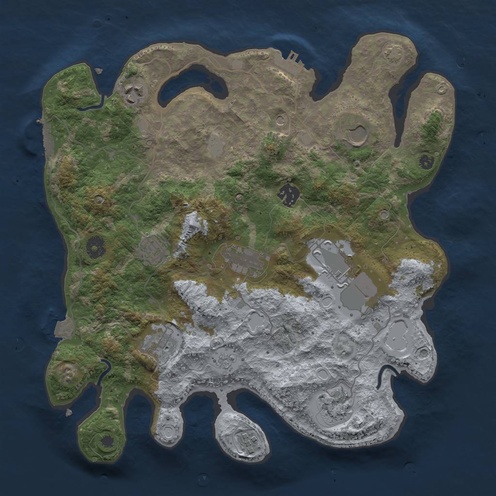 Rust Map: Procedural Map, Size: 3500, Seed: 2023, 17 Monuments