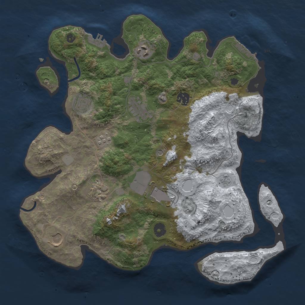 Rust Map: Procedural Map, Size: 3500, Seed: 14395169, 17 Monuments