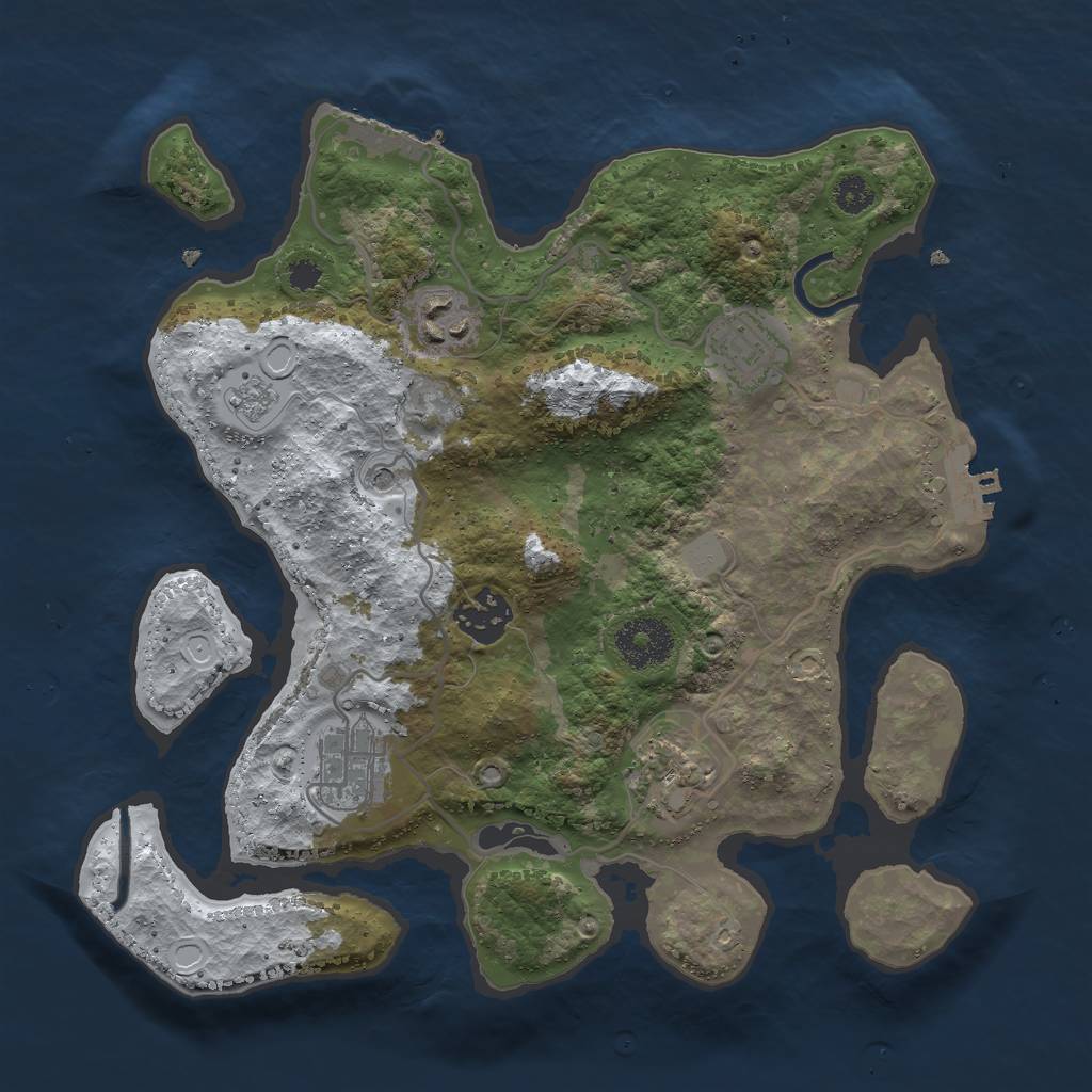 Rust Map: Procedural Map, Size: 3000, Seed: 33000, 14 Monuments