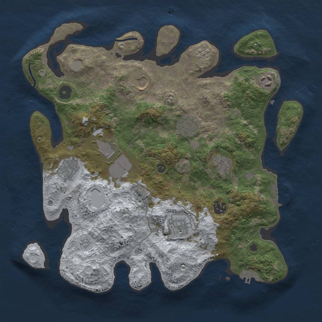 Rust Map: Procedural Map, Size: 3600, Seed: 7913, 18 Monuments