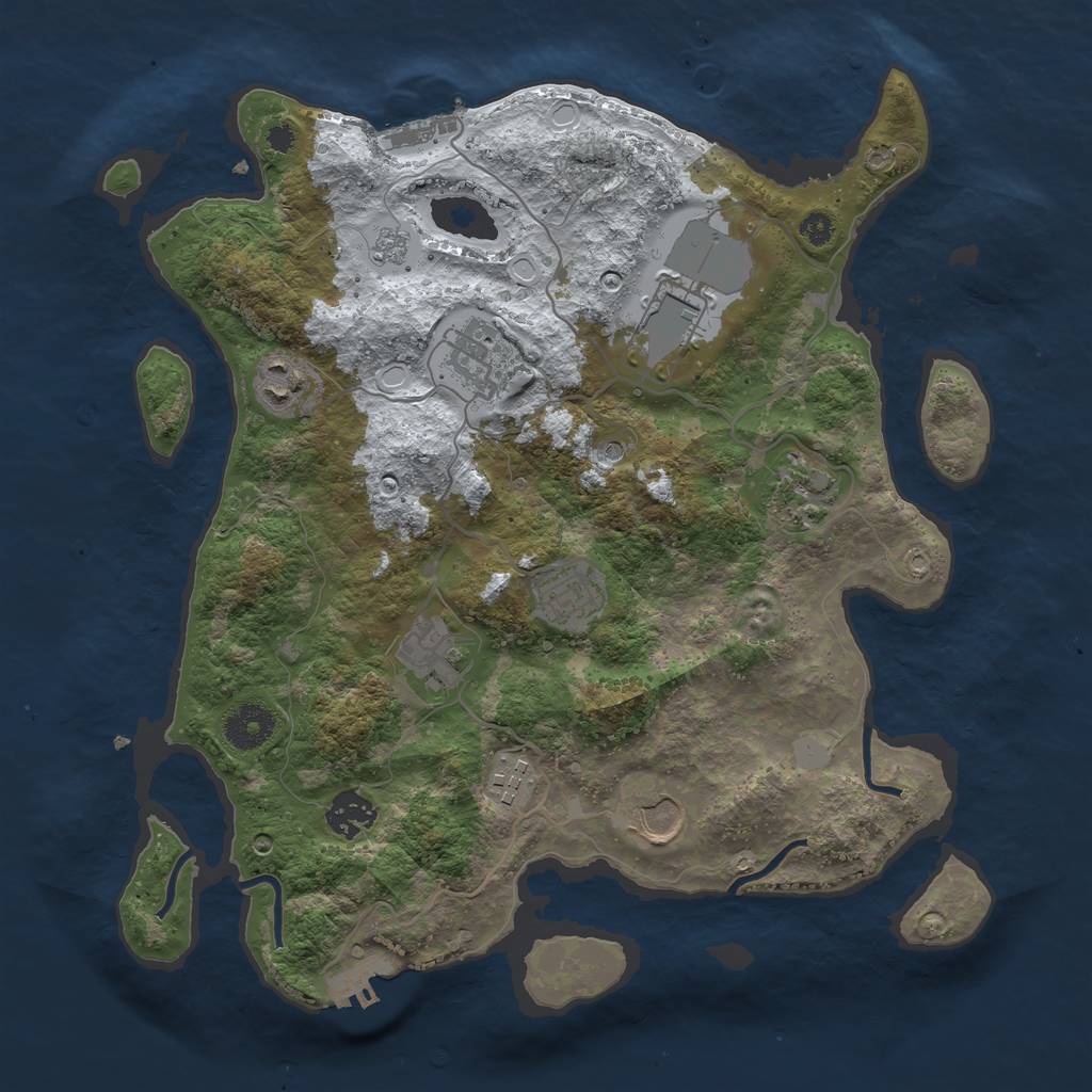 Rust Map: Procedural Map, Size: 3500, Seed: 1048, 18 Monuments