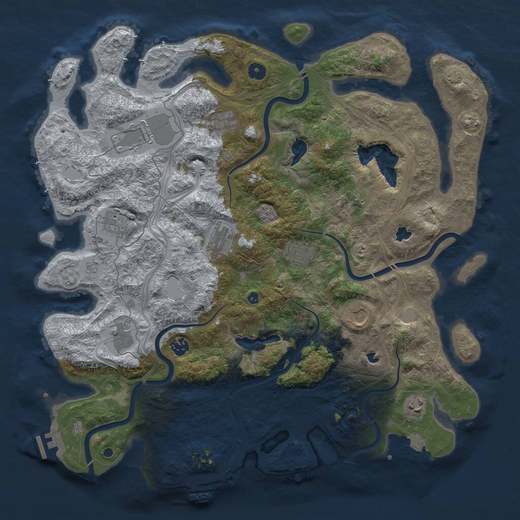 Rust Map: Procedural Map, Size: 4500, Seed: 620786594, 17 Monuments