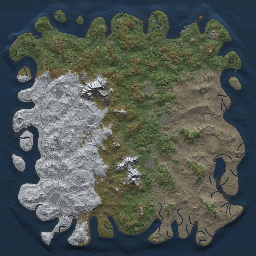 Rust Map: Procedural Map, Size: 6000, Seed: 990242180, 20 Monuments