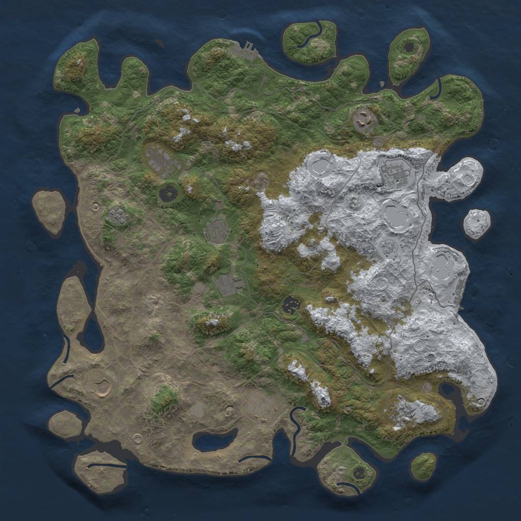 Rust Map: Procedural Map, Size: 4500, Seed: 2907682, 19 Monuments