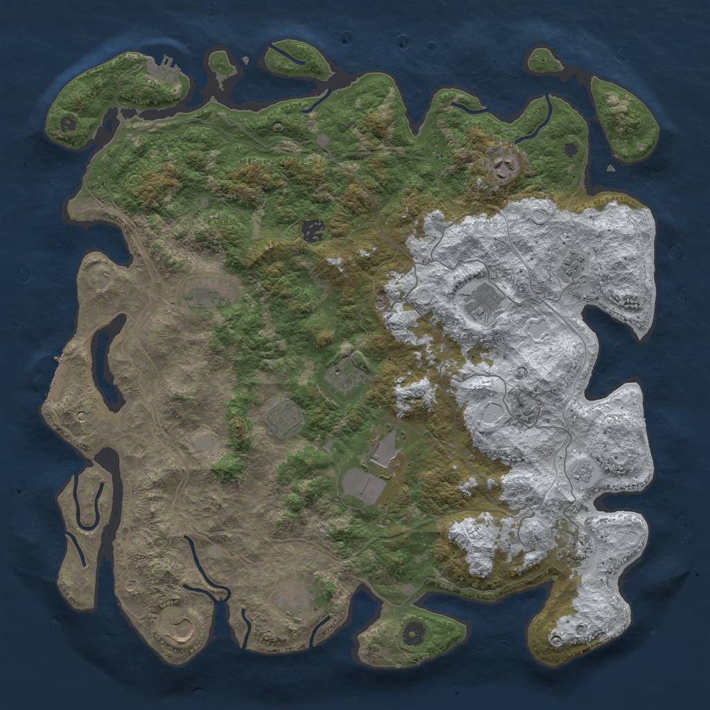 Rust Map: Procedural Map, Size: 4500, Seed: 4677148, 20 Monuments