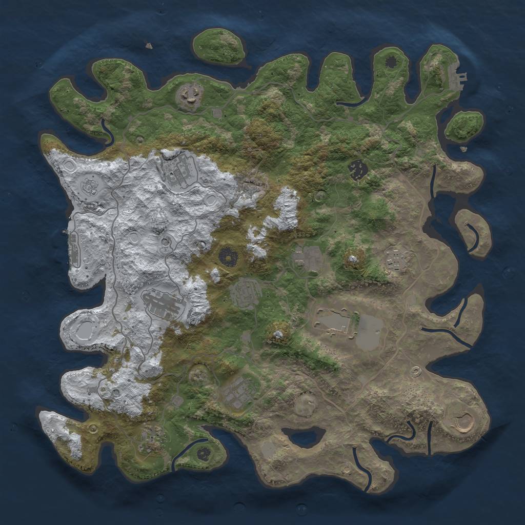 Rust Map: Procedural Map, Size: 4000, Seed: 345523560, 20 Monuments