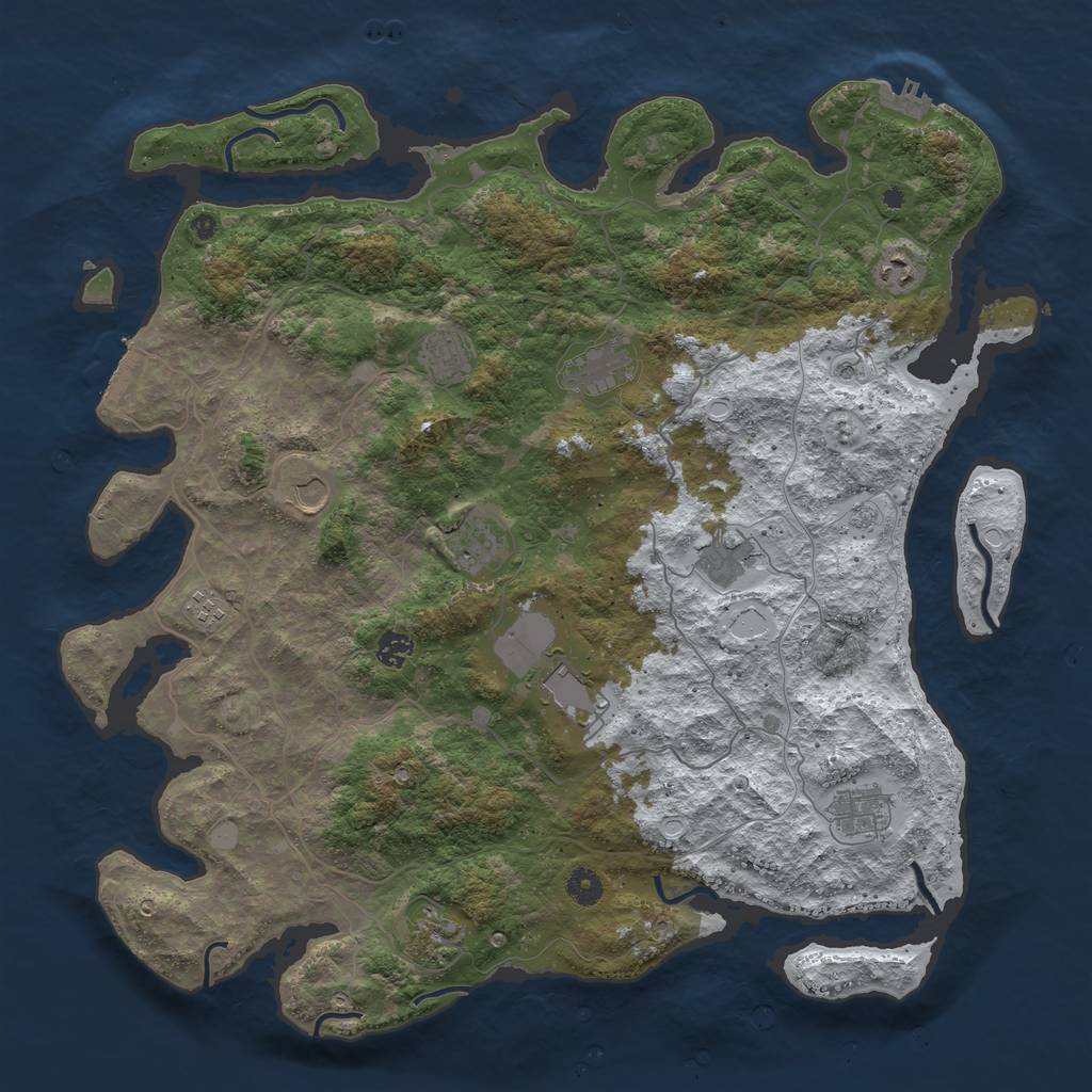 Rust Map: Procedural Map, Size: 4500, Seed: 2568118, 20 Monuments