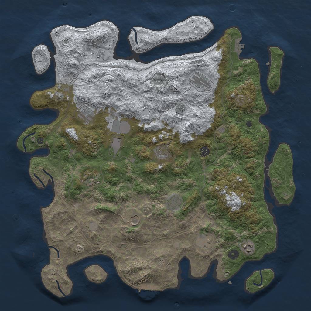 Rust Map: Procedural Map, Size: 4500, Seed: 1086238, 20 Monuments