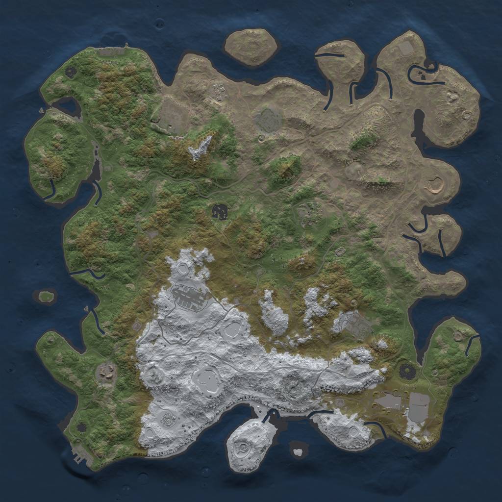 Rust Map: Procedural Map, Size: 4500, Seed: 2569781, 19 Monuments