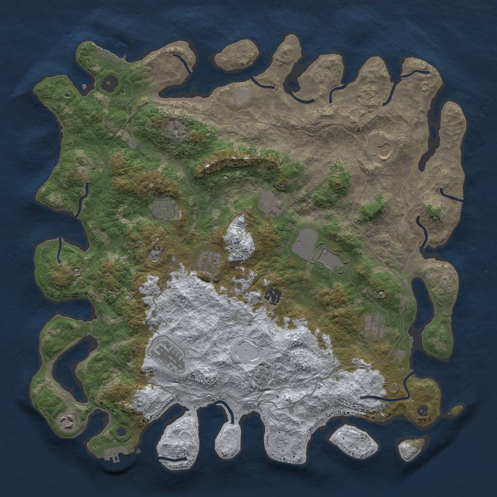 Rust Map: Procedural Map, Size: 4500, Seed: 668693, 19 Monuments