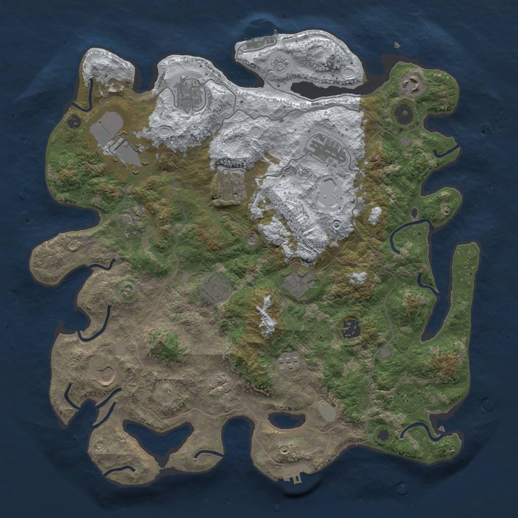 Rust Map: Procedural Map, Size: 4000, Seed: 24587, 20 Monuments