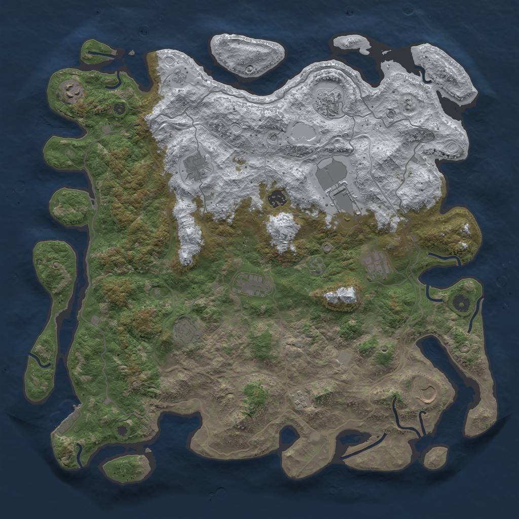 Rust Map: Procedural Map, Size: 4500, Seed: 1025977, 18 Monuments