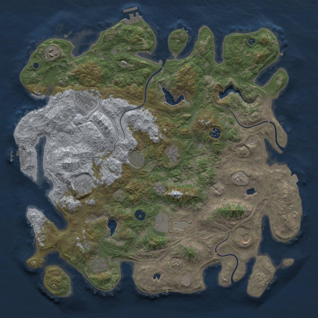Rust Map: Procedural Map, Size: 4500, Seed: 5704585, 16 Monuments