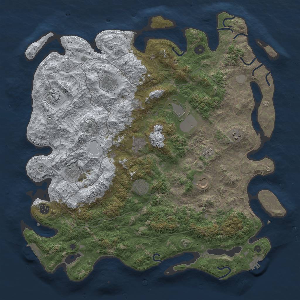 Rust Map: Procedural Map, Size: 4500, Seed: 2665796, 19 Monuments